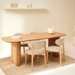 CASA Acacia Patas Mesa Listones Juego De 2 Natural