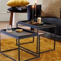 CASA Apollo Mesas Auxiliares Juego De 2 Negro