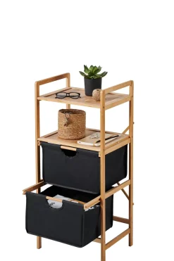 CASA Bamboo Cajonera 2 Cajones Negro, Natural