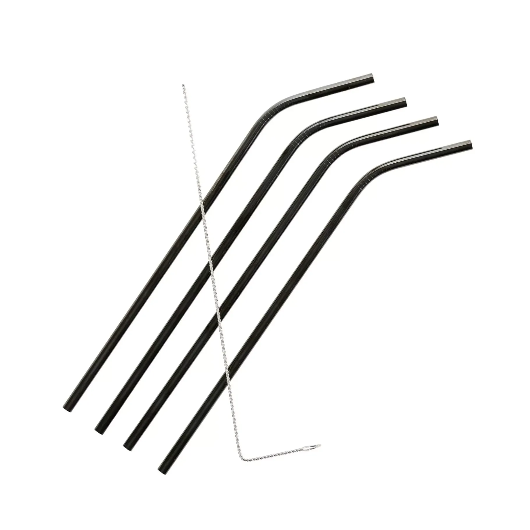 CASA Bartender Juego De 4 Pajitas Con Escobilla Gris Oscuro