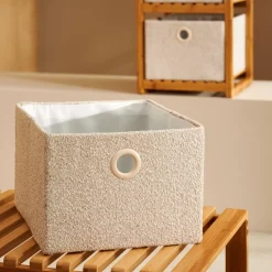 CASA Basic Boucle Cesta De Almacenaje Off White/Sand