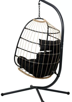 CASA Bazai Silla Colgante Con Soporte Negro