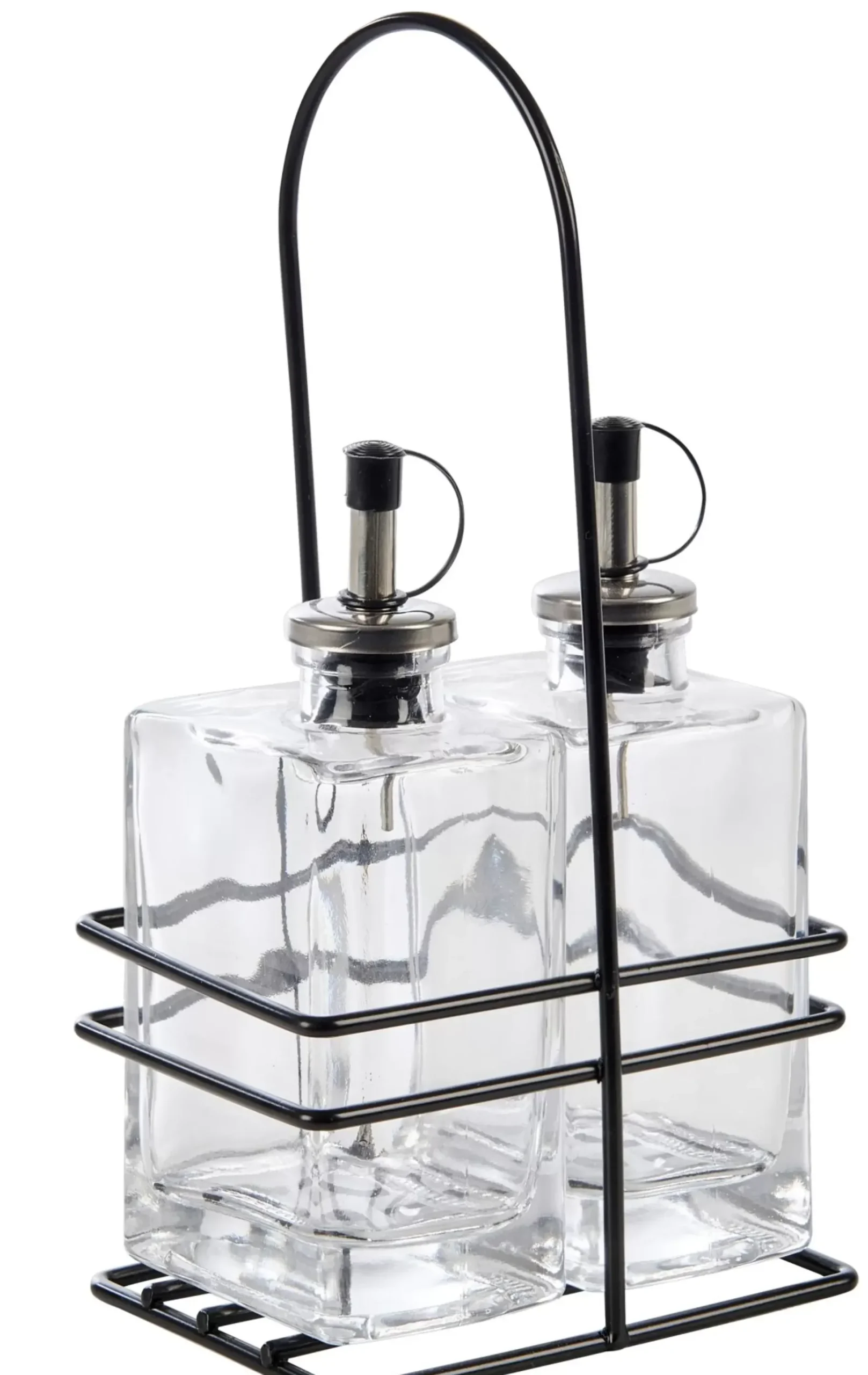 CASA Bistro Aceitera Y Vinagrera En Soporte Negro, Transparente