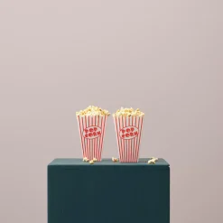 CASA Cinema Vaso De Palomitas Juego De 8 Blanco, Rojo