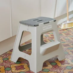 CASA Jasmin Taburete Plegable Deluxe Xl Gris Claro