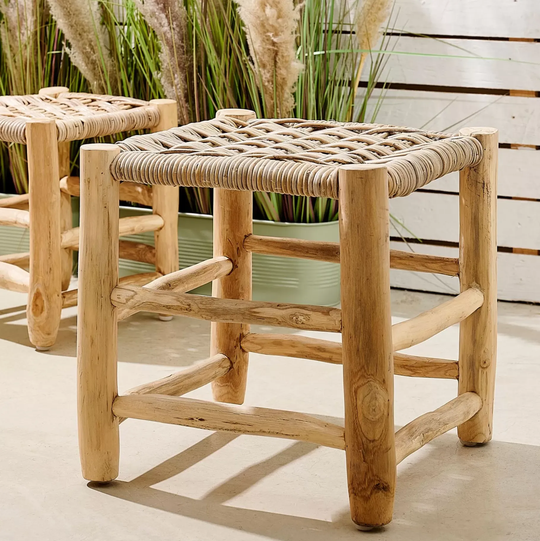 CASA Kanai Taburete 2 Tamanos Taburete Large Natural