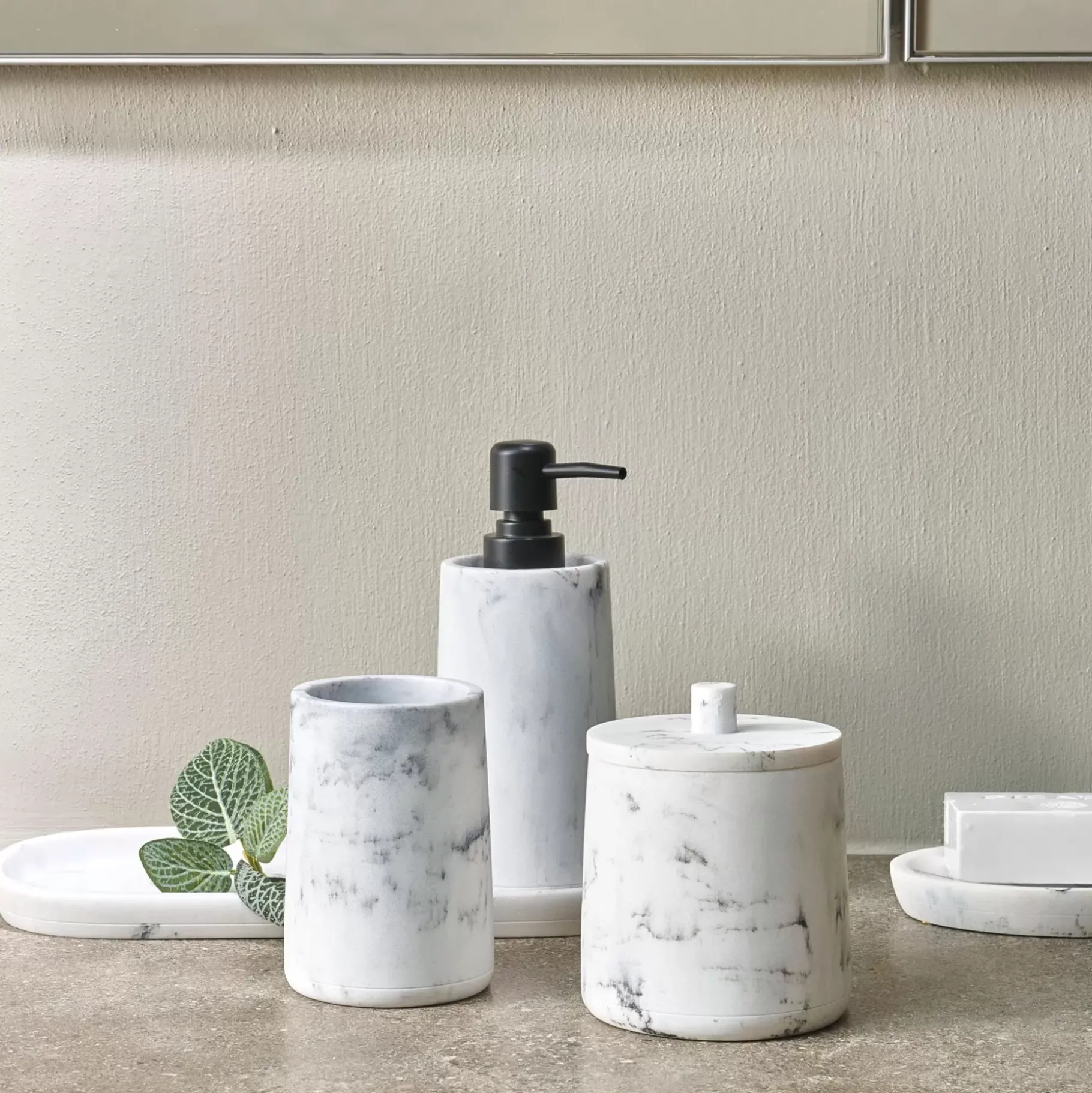 CASA Luna Soporte De Algodones Con Tapa Aspecto De Marmol