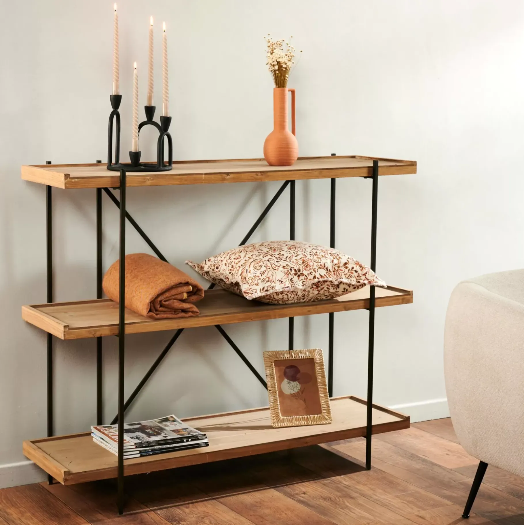 CASA Maine Estanteria De Pared Negro, Natural