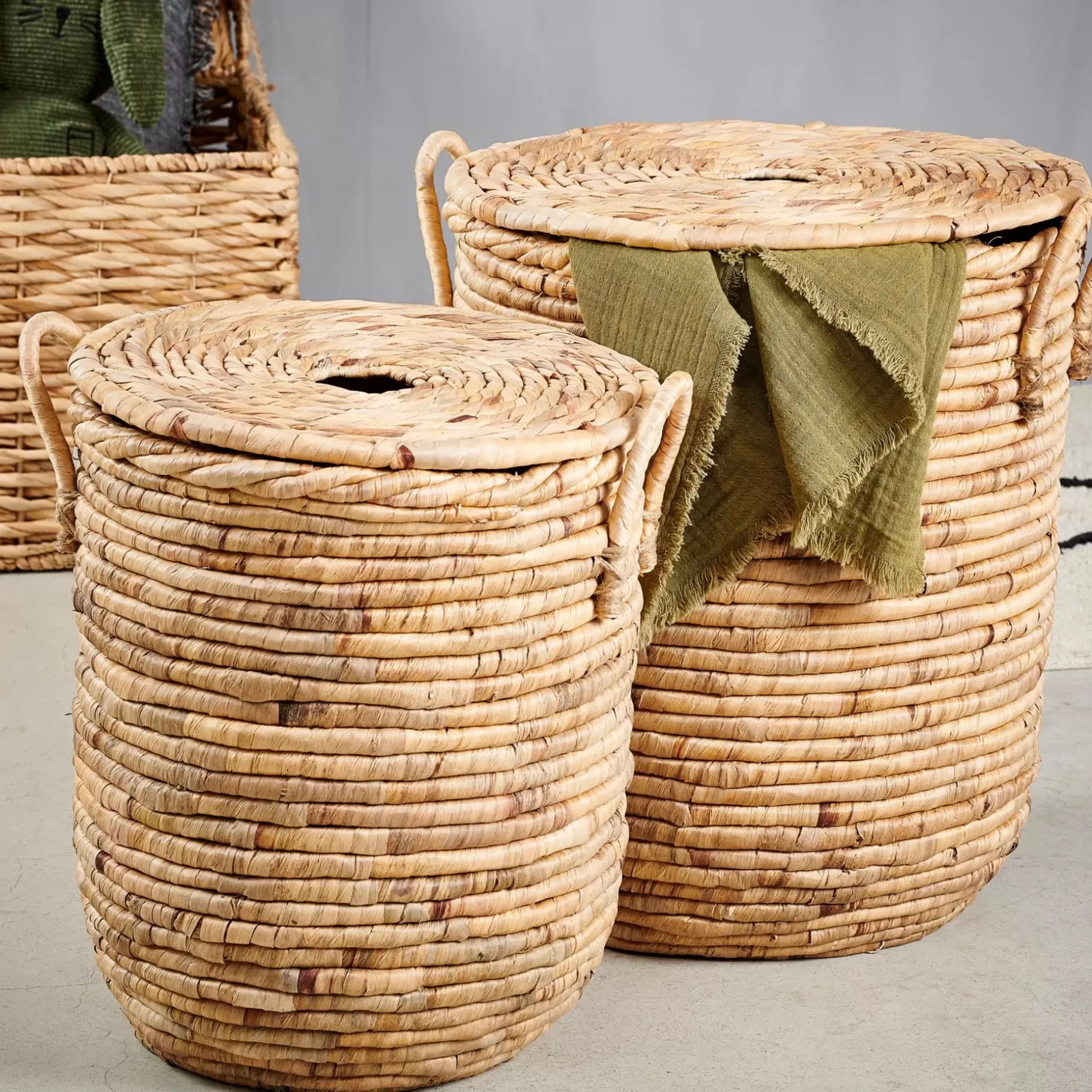 CASA Miley Cesta Para Colada Con Tapa Y Asas Natural