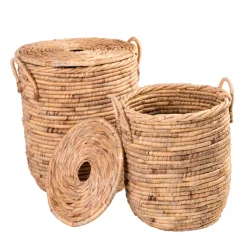 CASA Miley Cesta Para Colada Con Tapa Y Asas Natural