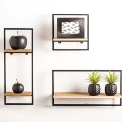 CASA Mix&Match Estanteria De Pared Negro, Natural