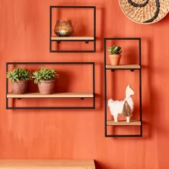 CASA Mix&Match Estanteria De Pared Negro, Natural