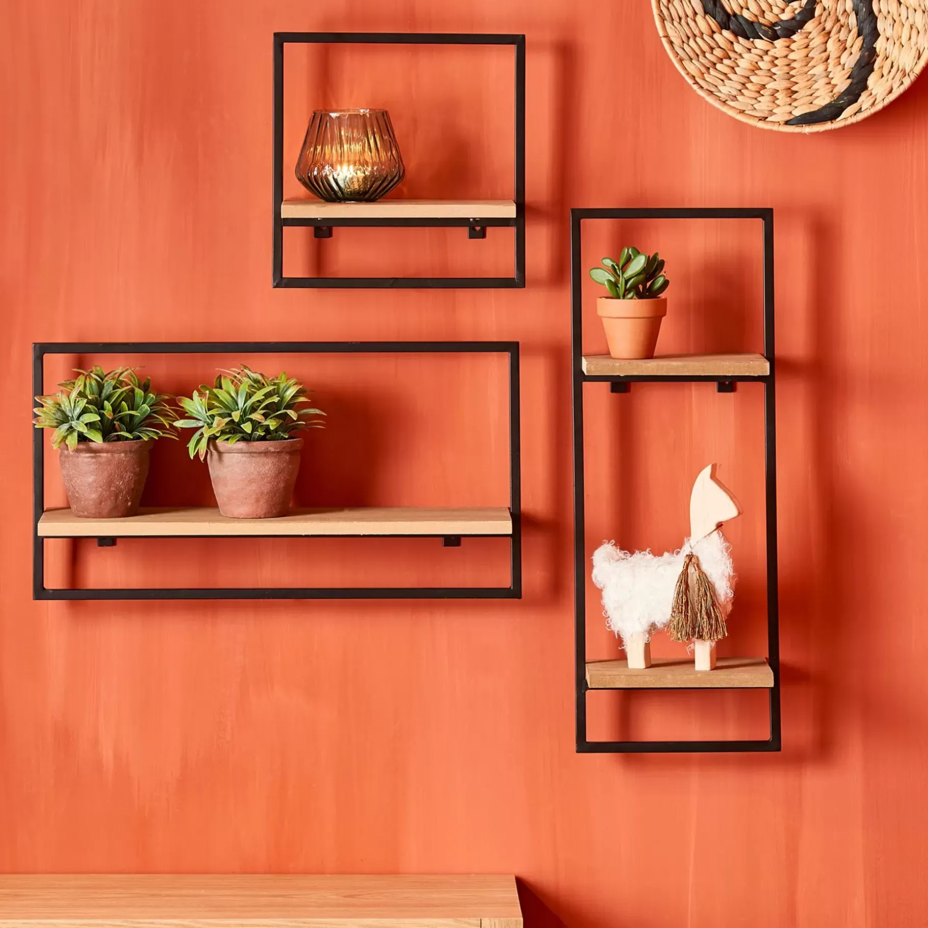 CASA Mix&Match Estanteria De Pared Negro, Natural