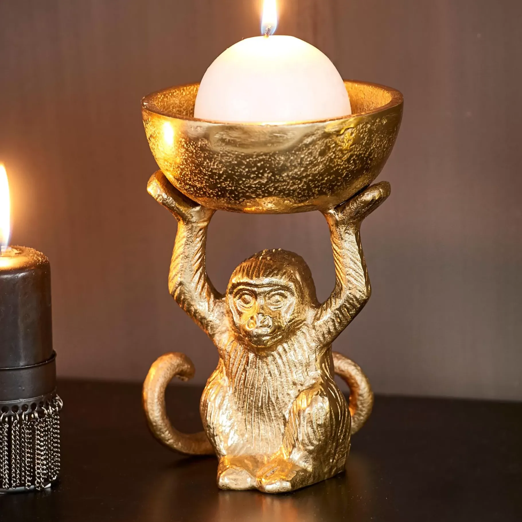 CASA Monkey Soporte Para Velas Dorado