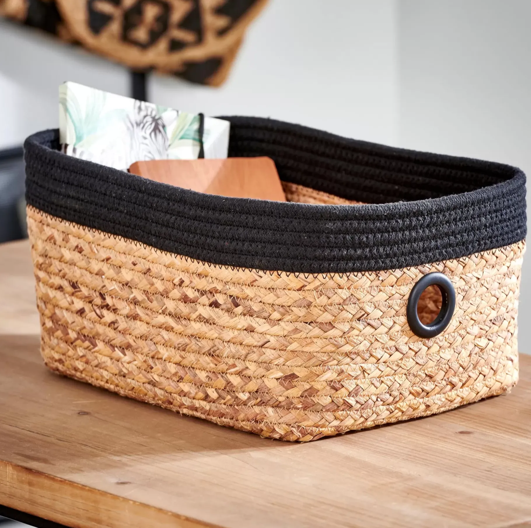 CASA Naturel Cesta De Cajonera Negro, Natural