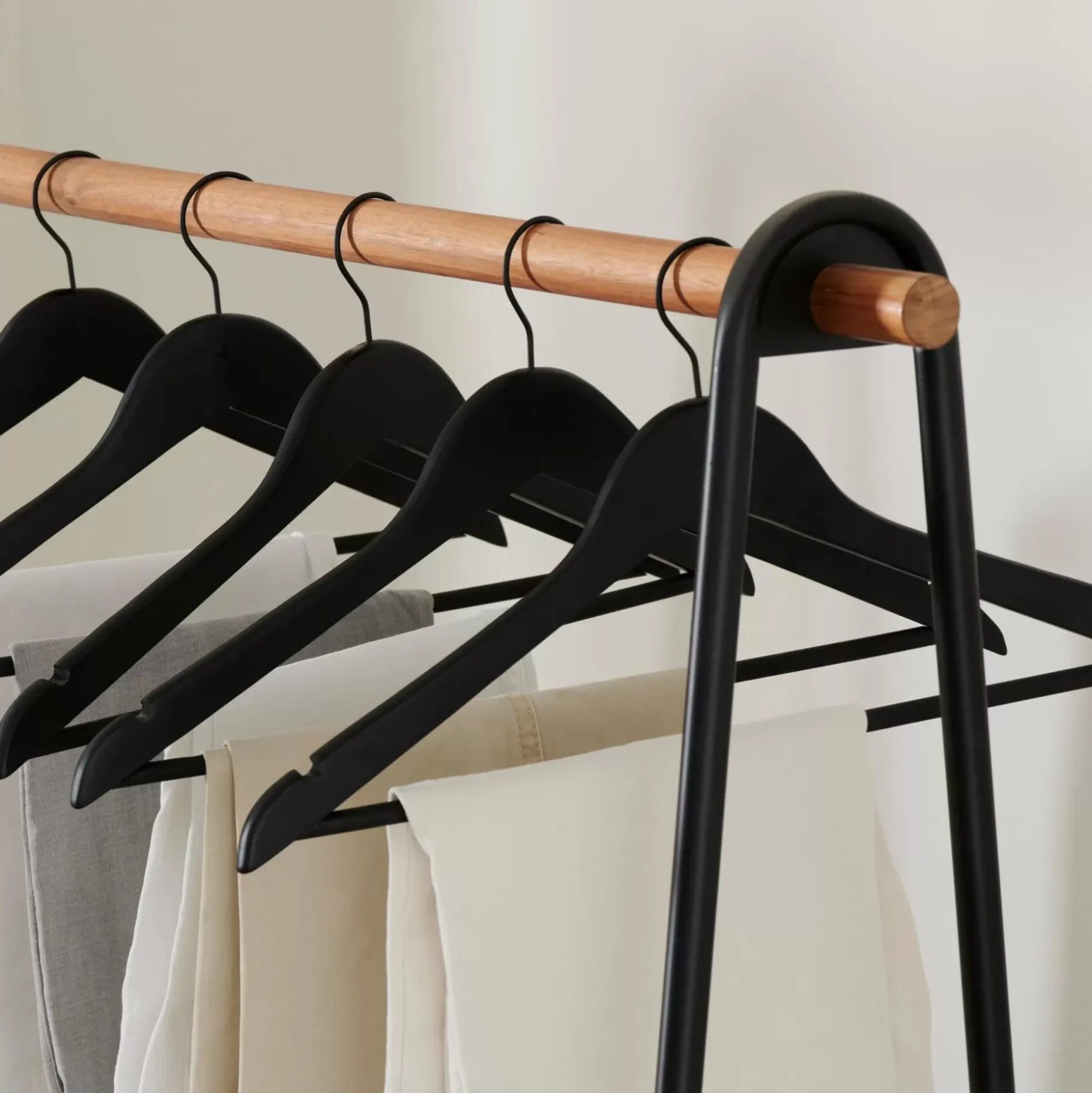 CASA New Wood Perchas Juego De 5 Negro