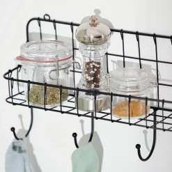 CASA Oslo Organizador Cocina Con Ganchos Negro