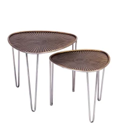CASA Ovo Mesas Auxiliares Juego De 2 38X38X35Cm/46.5X46.5X41Cm Plateado, Cobrizo