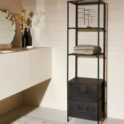 CASA Pharma Estanteria De Pared Con 2 Cajones Negro