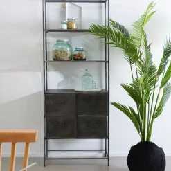 CASA Pharma Estanteria De Pared Con 4 Cajones Negro