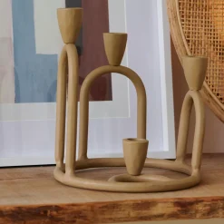 CASA Rings Candelabro Para 4 Velas Marron Claro