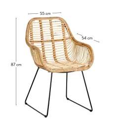CASA Rotan Silla De Comedor Natural
