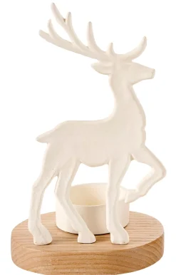 CASA Scandy Deer Soporte Para Vela Pequena Blanco, Natural