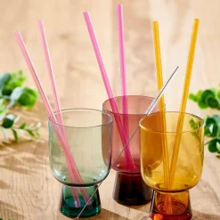 CASA Slurp Pajitas Reutiliz Juego De 6 Mezcla De 3 Colores Naranja, Morado, Rosa