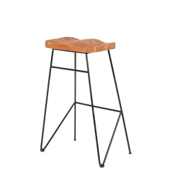 CASA Teak Taburete Bar Negro, Natural