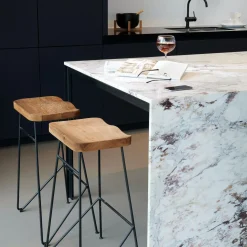 CASA Teak Taburete Bar Negro, Natural