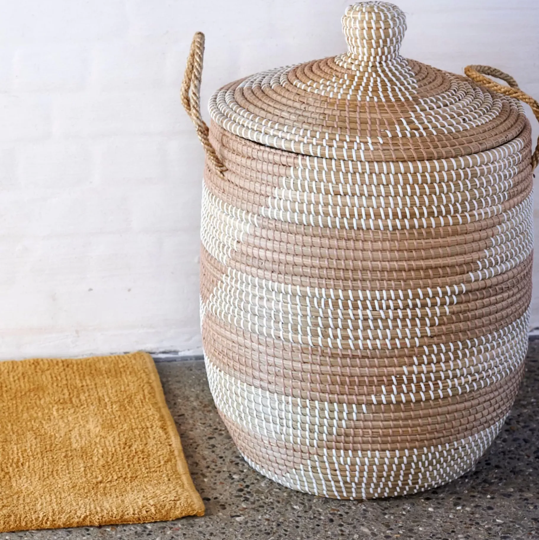 CASA Yasmine Cesta De Lujo Con Tapa Blanco, Natural