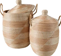 CASA Yasmine Cesta De Lujo Con Tapa Blanco, Natural